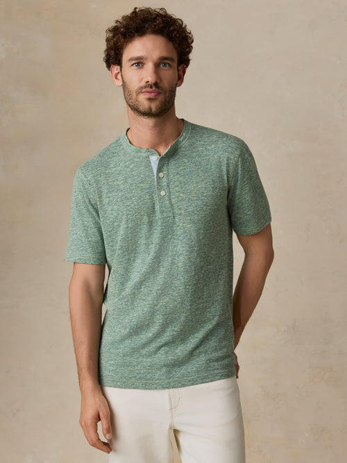 Short-Sleeve Breeze Henley - Woodsy Green Heather