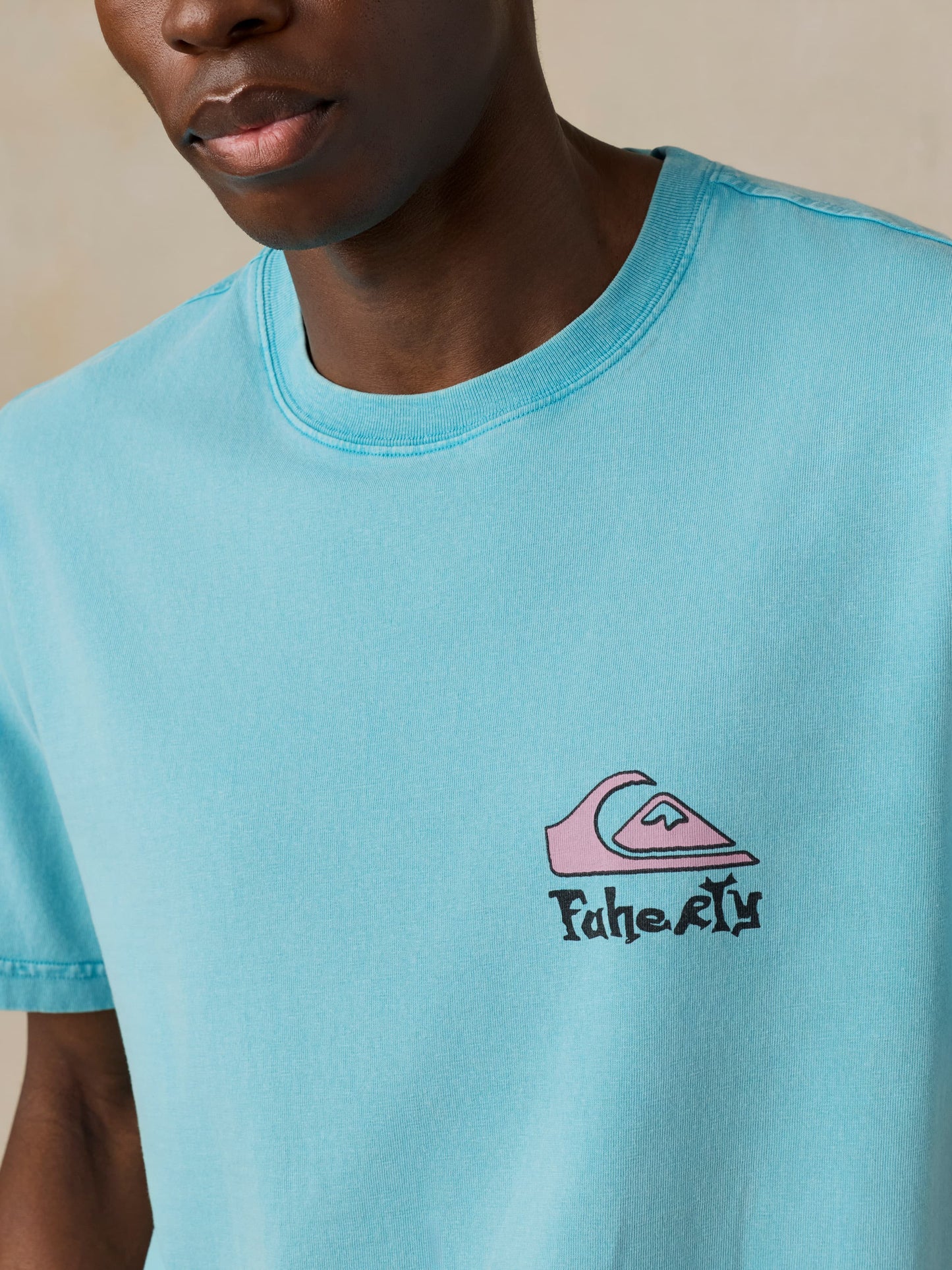 Faherty x Quiksilver Heavy Wash Tee - Teal Tropics