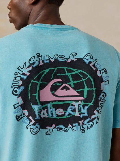 Faherty x Quiksilver Heavy Wash Tee - Teal Tropics