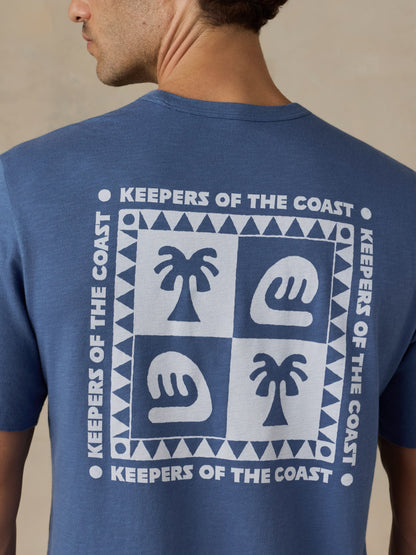 Faherty x Surfrider Sunwashed Regenerative Tee - Blue Horizon
