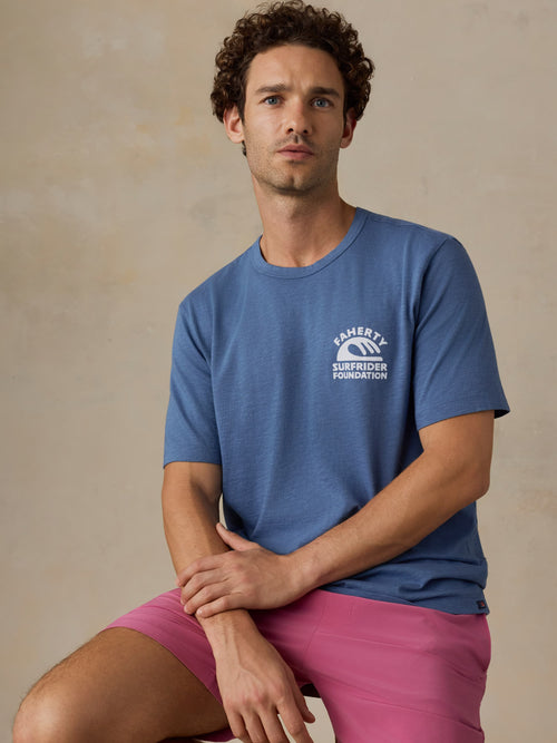 Faherty x Surfrider Sunwashed Regenerative Tee - Blue Horizon