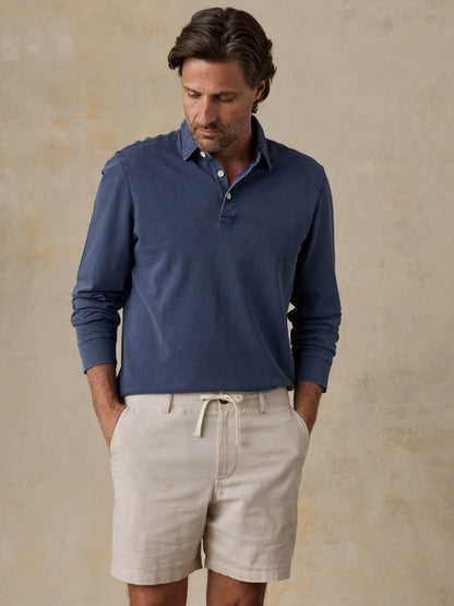 Long-Sleeve Sunwashed Pique Polo - Dusk