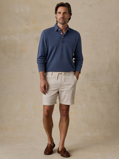 Long-Sleeve Sunwashed Pique Polo - Dusk