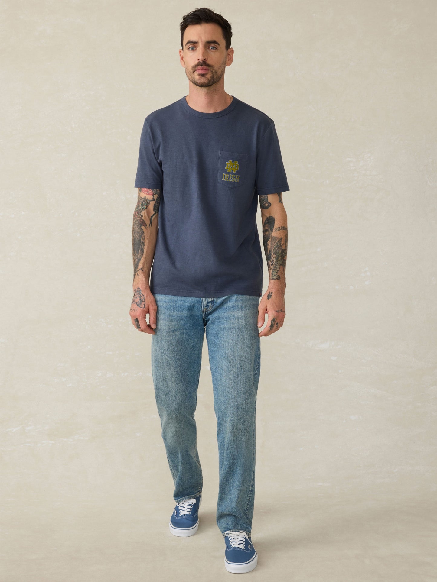 Notre Dame Sunwashed Pocket Tee - Dune Navy