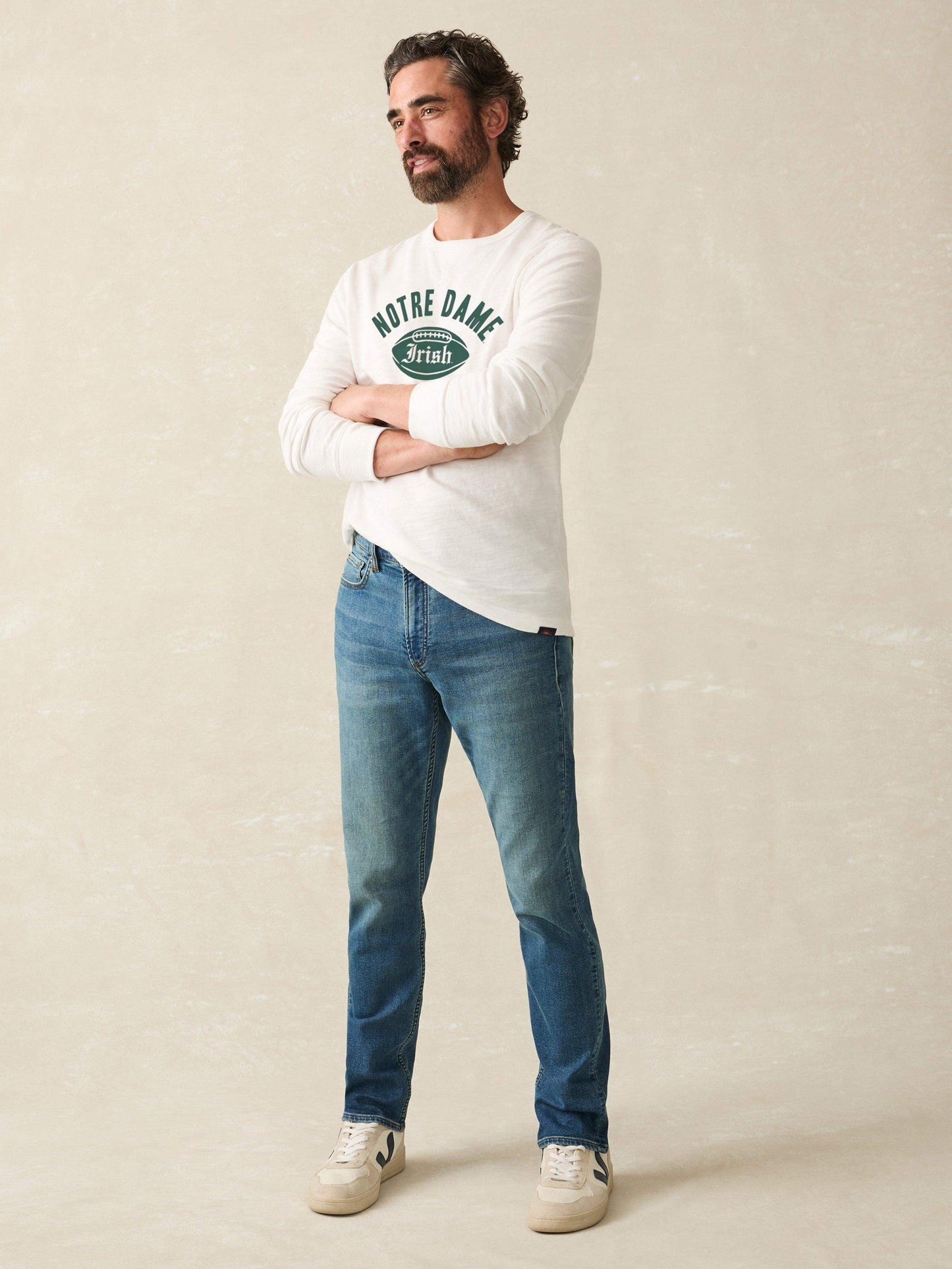 Notre Dame Sunwashed Organic Crew - White