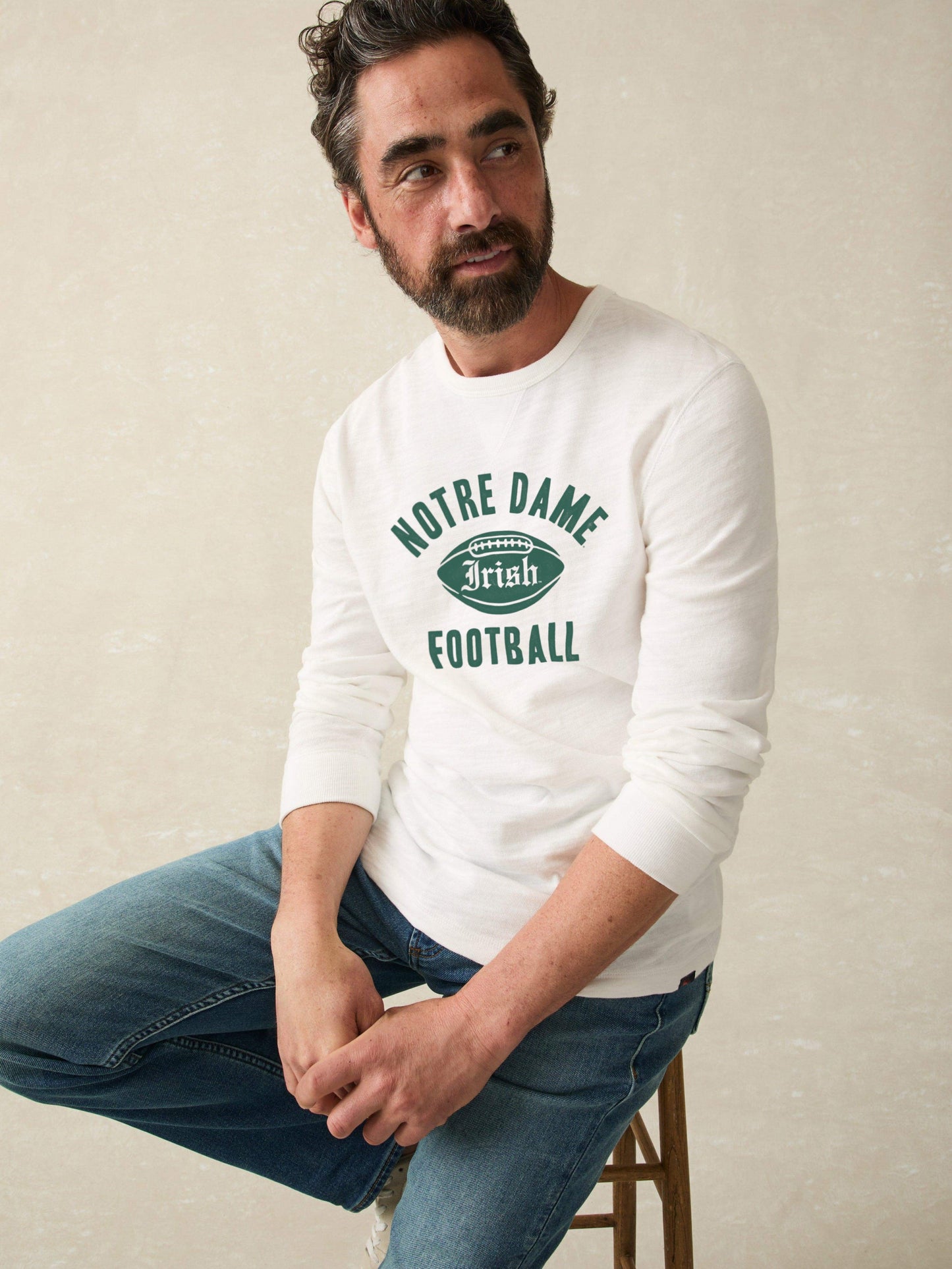 Notre Dame Sunwashed Organic Crew - White