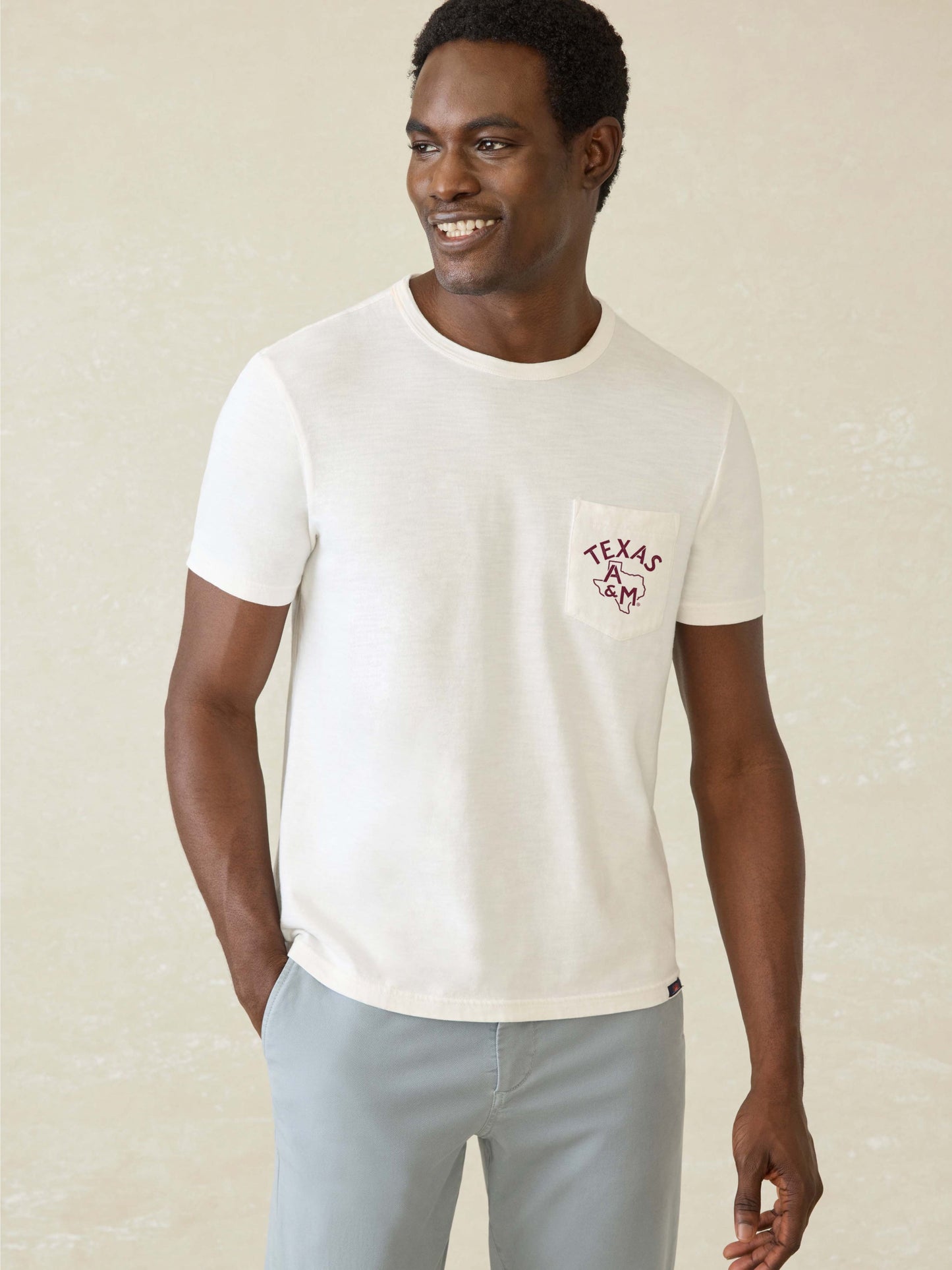 Texas A&M Sunwashed Pocket Tee - White