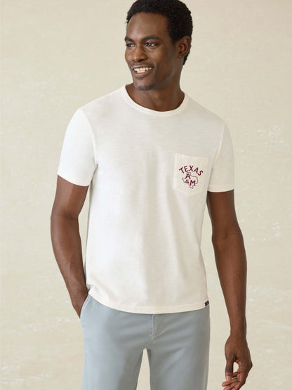 Texas A&M Sunwashed Pocket Tee - White