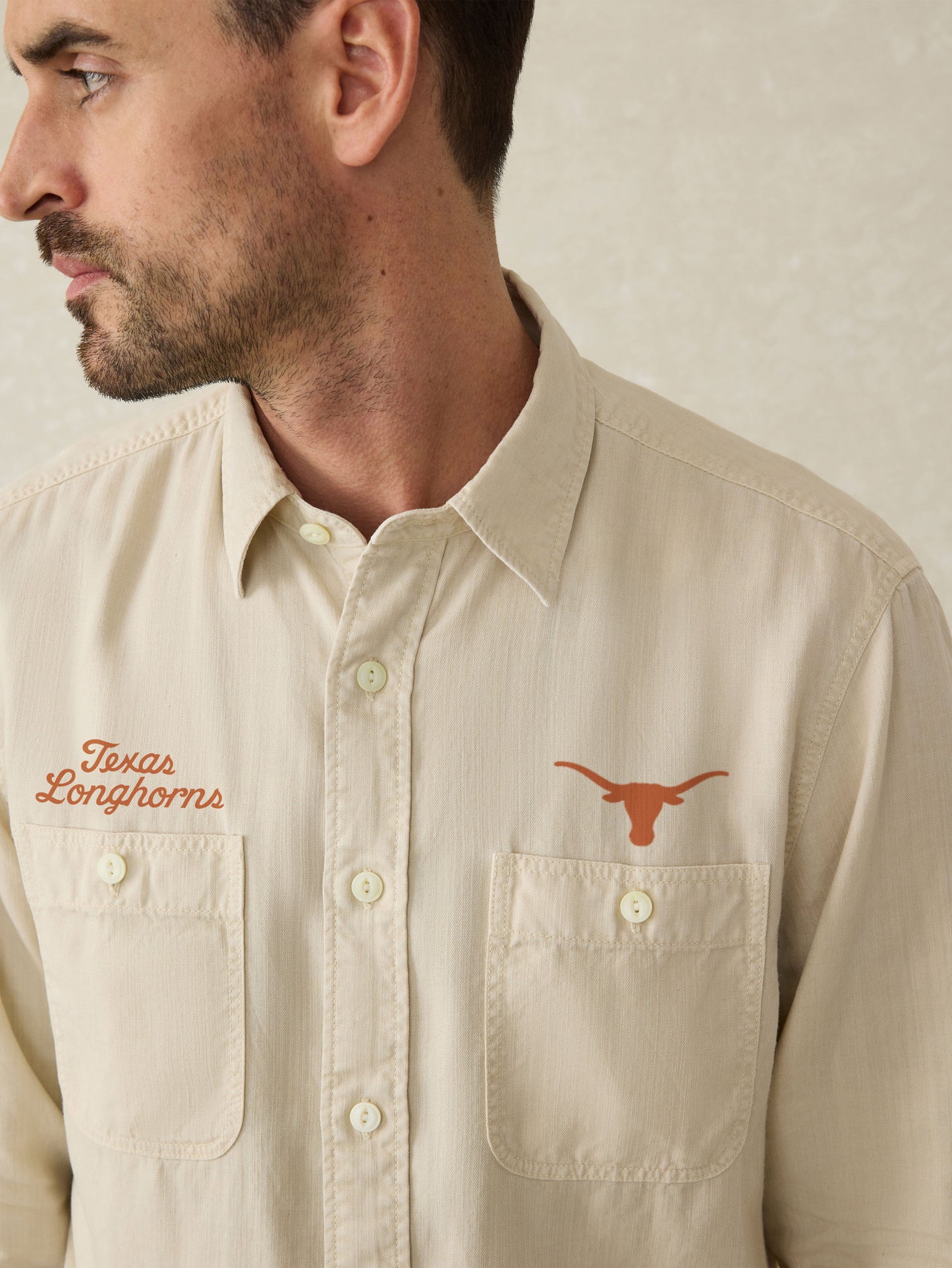 University of Texas Tried & True Chambray Workshirt - Coastal Cream