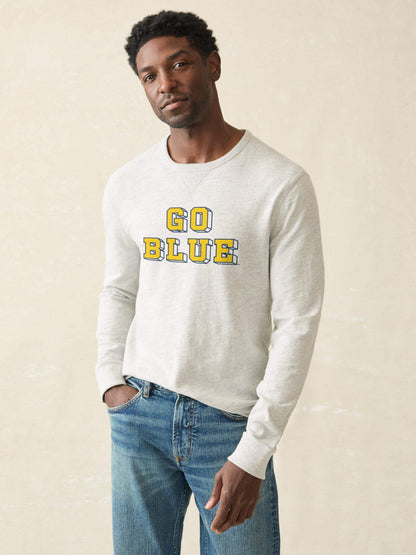 University of Michigan Sunwashed Organic Crew - Light Grey Heather