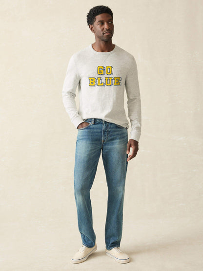 University of Michigan Sunwashed Organic Crew - Light Grey Heather