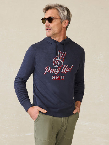 Southern Methodist University Sunwashed Slub Hoodie - Blue Nights
