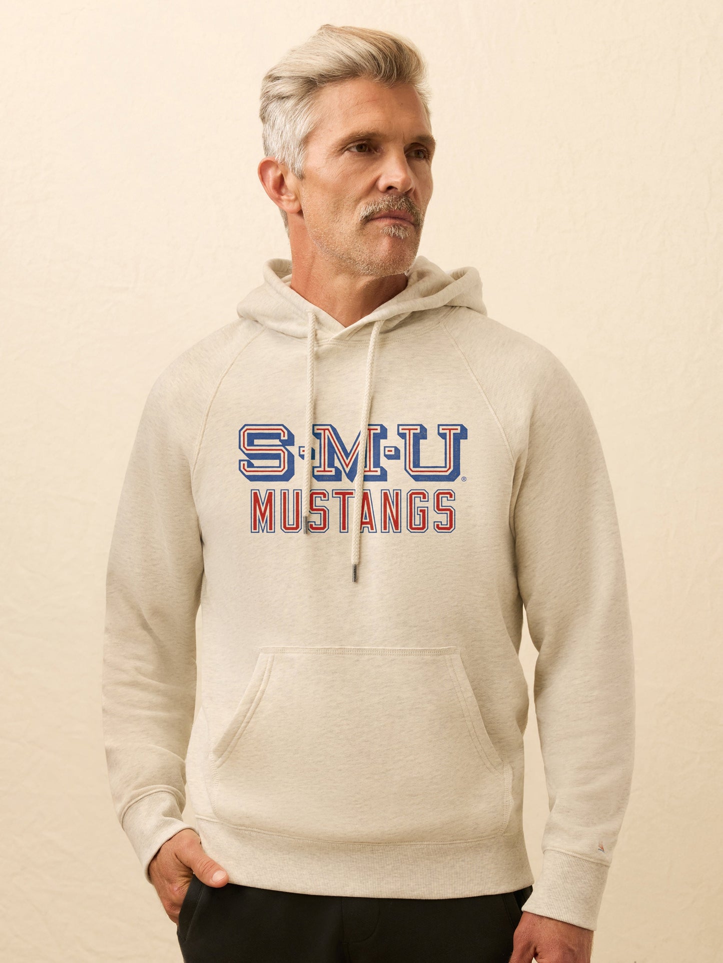 Southern Methodist University High Standard Fleece Hoodie - Antique Ivory Heather