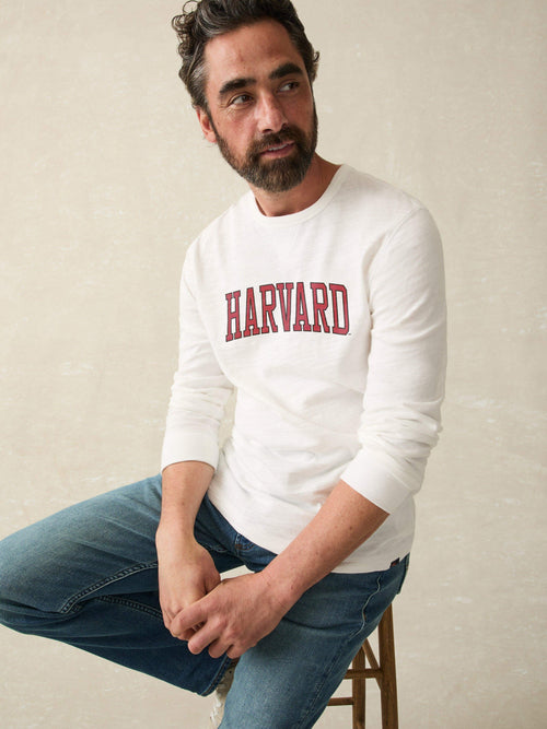 Harvard Sunwashed Organic Crew - White