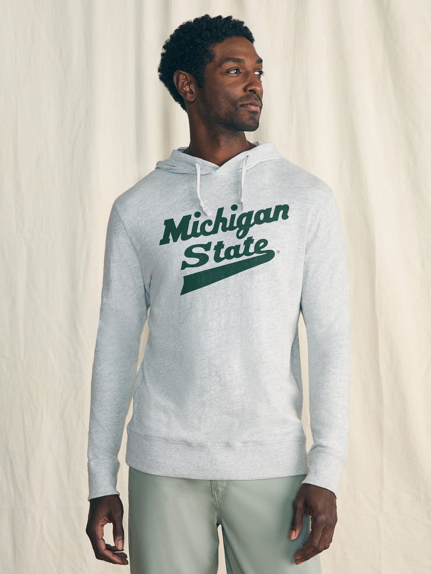 Michigan State Sunwashed Slub Hoodie - Light Grey Heather