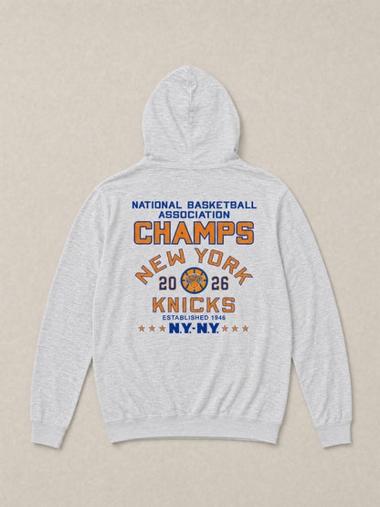 NY Knicks Sunwashed Organic Hoodie - Light Grey Heather