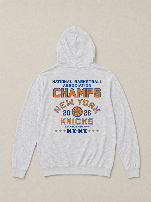 NY Knicks Sunwashed Organic Hoodie - Light Grey Heather