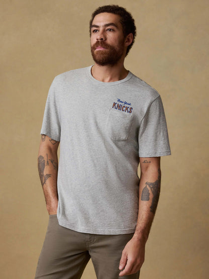 NY Knicks Sunwashed Regenerative Pocket Tee - Granite Heather