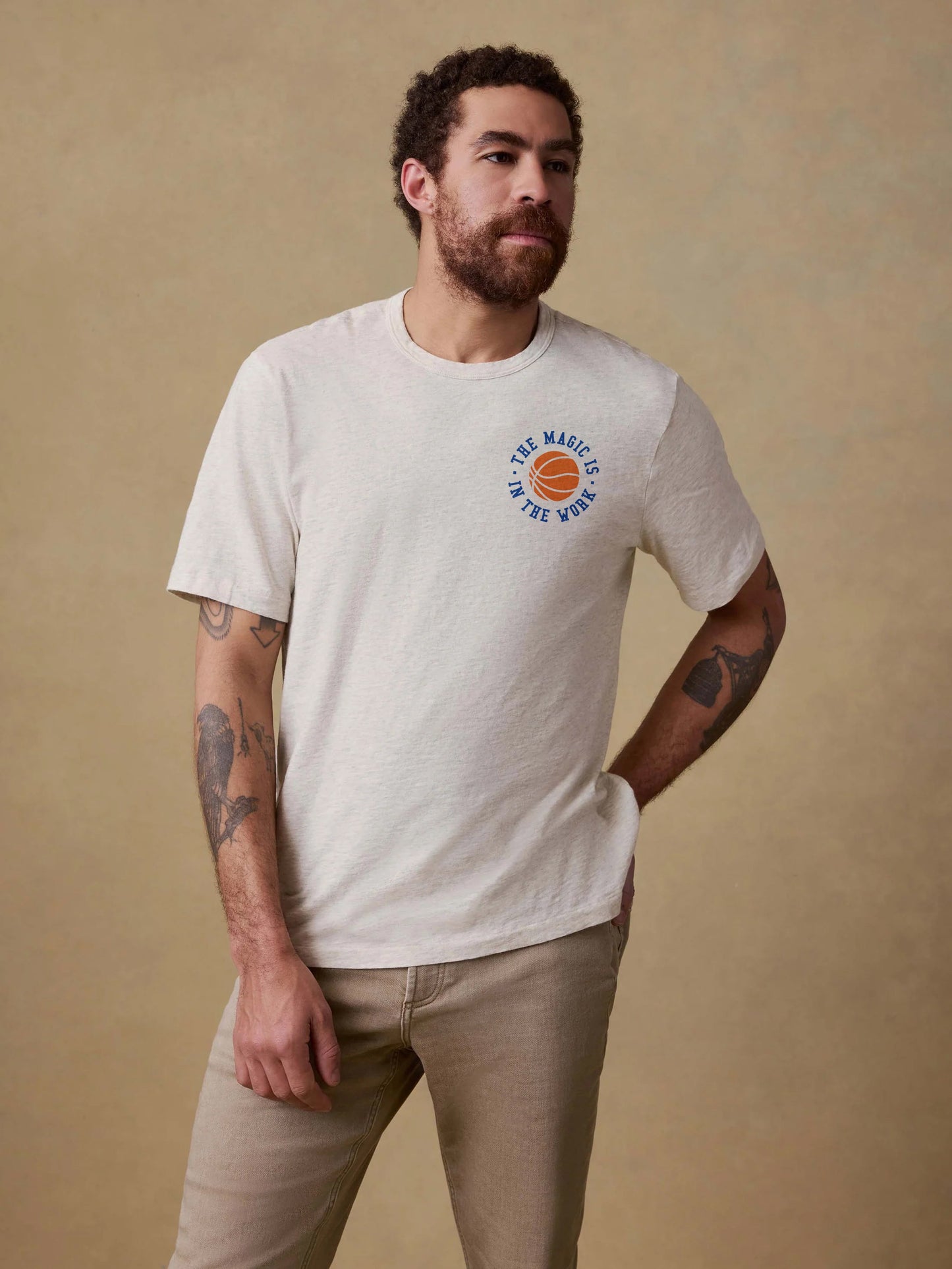 Jalen Brunson Sunwashed Regenerative Tee - Island Dune Heather