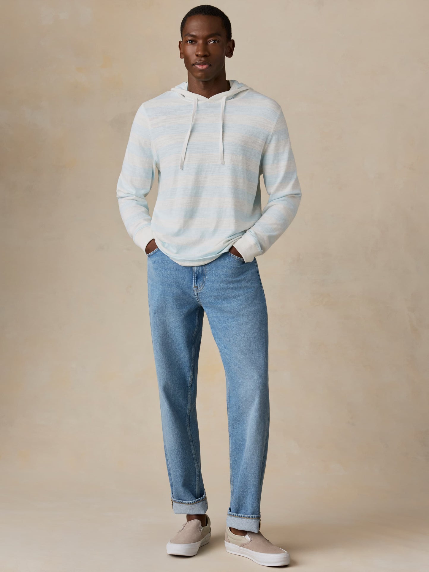Sunwashed Organic Hoodie - Beach Sky Stripe