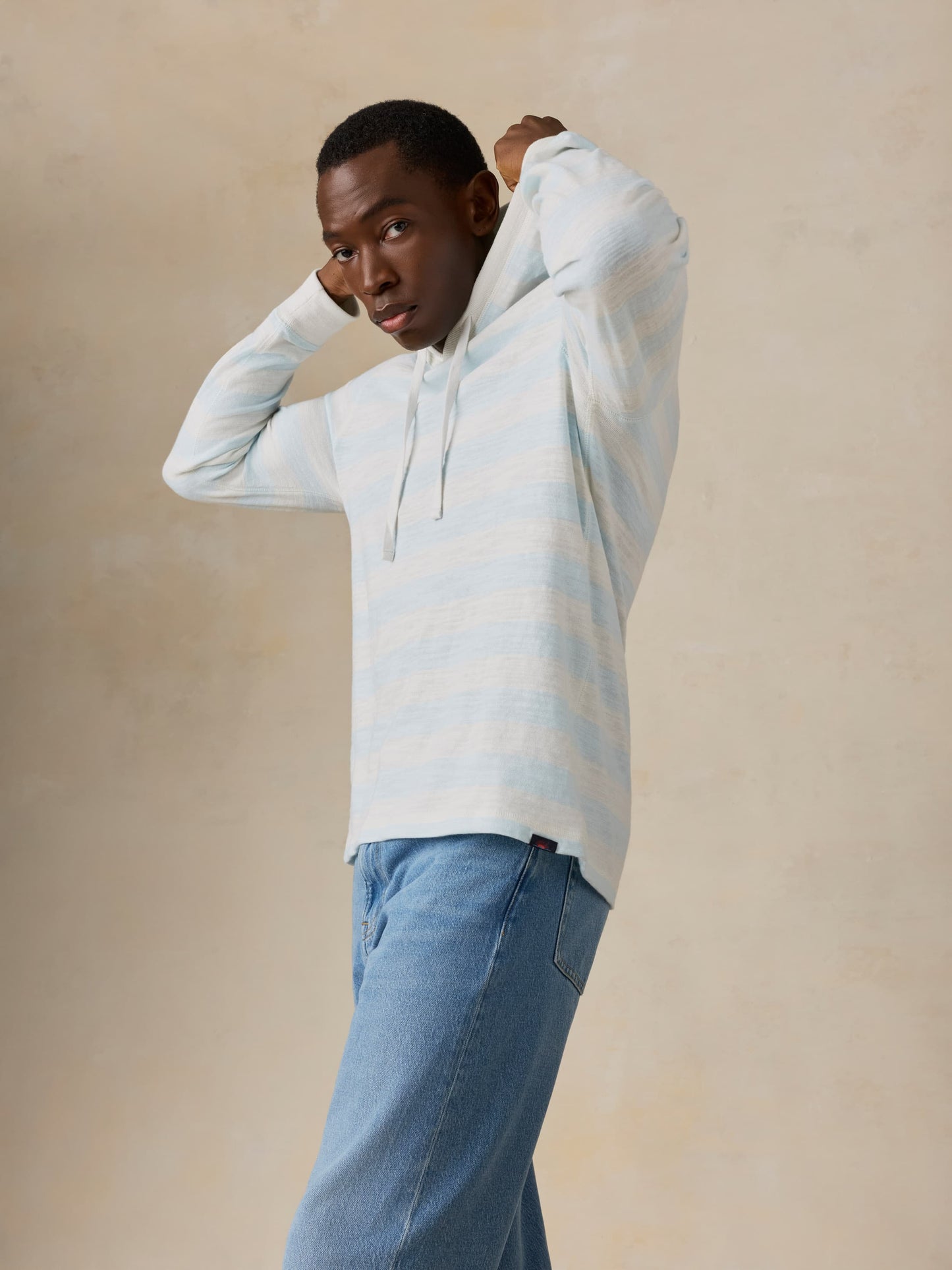 Sunwashed Organic Hoodie - Beach Sky Stripe
