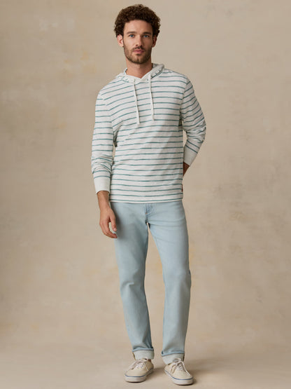Sunwashed Organic Hoodie - White Biscayne Stripe