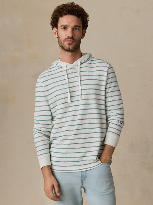 Sunwashed Organic Hoodie - White Biscayne Stripe