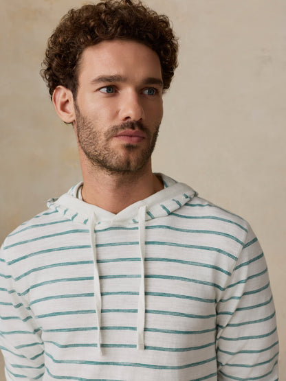 Sunwashed Organic Hoodie - White Biscayne Stripe