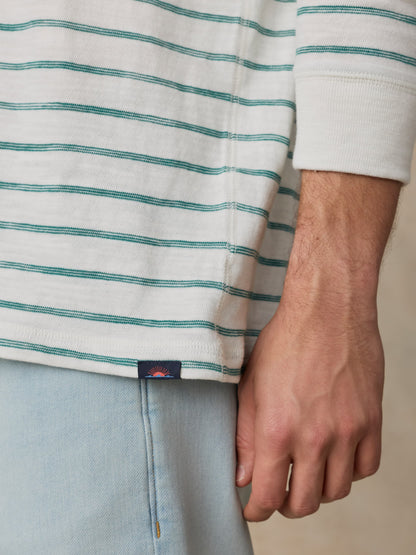 Sunwashed Organic Hoodie - White Biscayne Stripe
