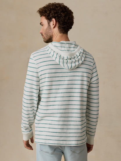 Sunwashed Organic Hoodie - White Biscayne Stripe