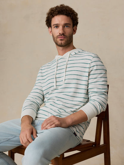 Sunwashed Organic Hoodie - White Biscayne Stripe