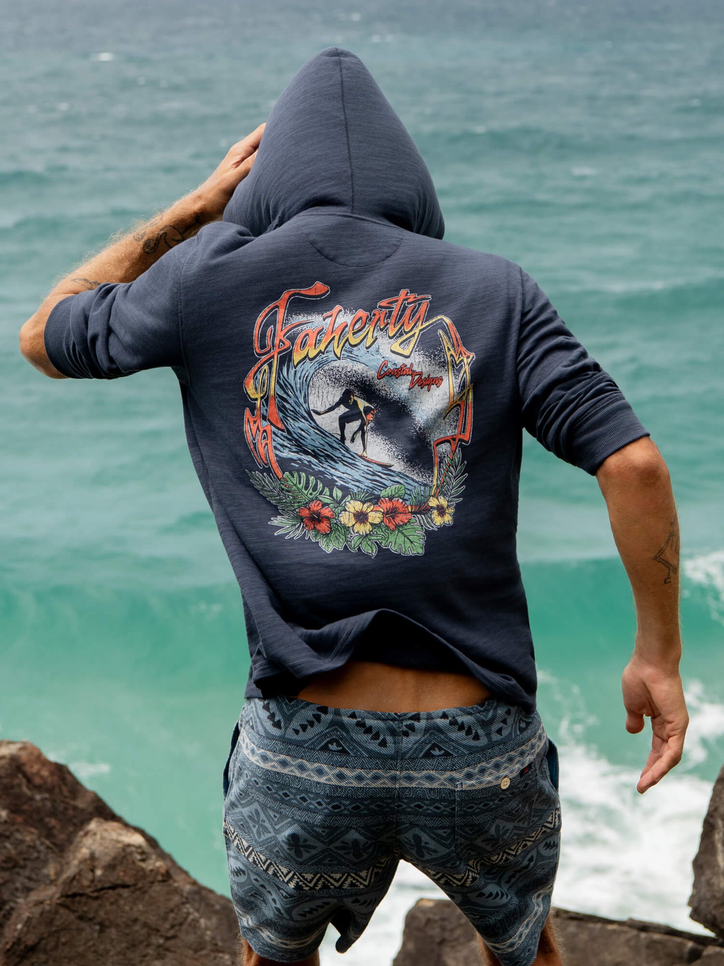 Sunwashed Organic Graphic Hoodie - Blue Nights