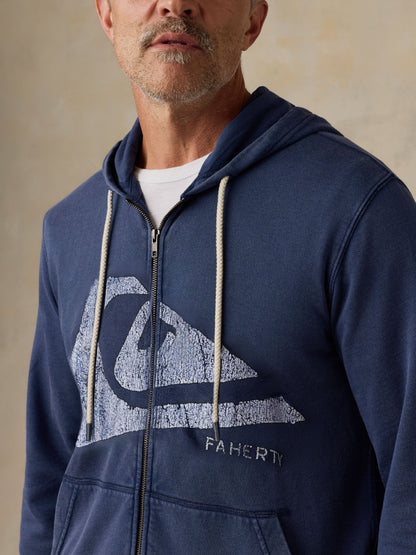Faherty x Quiksilver Fleece Zip Hoodie - Abyss Navy