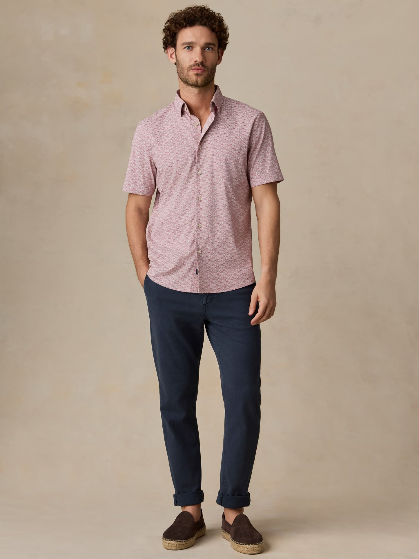 Short-Sleeve Movement™ Monterey Shirt - Rose Palm Mosaic