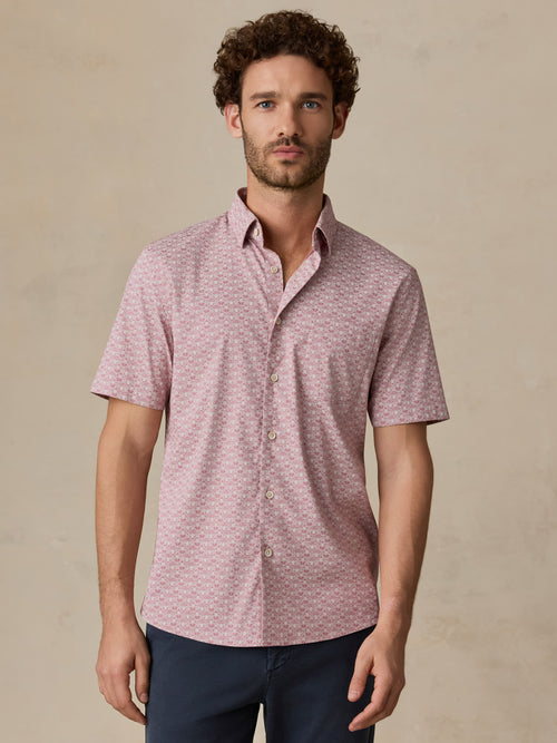 Short-Sleeve Movement™ Monterey Shirt - Rose Palm Mosaic