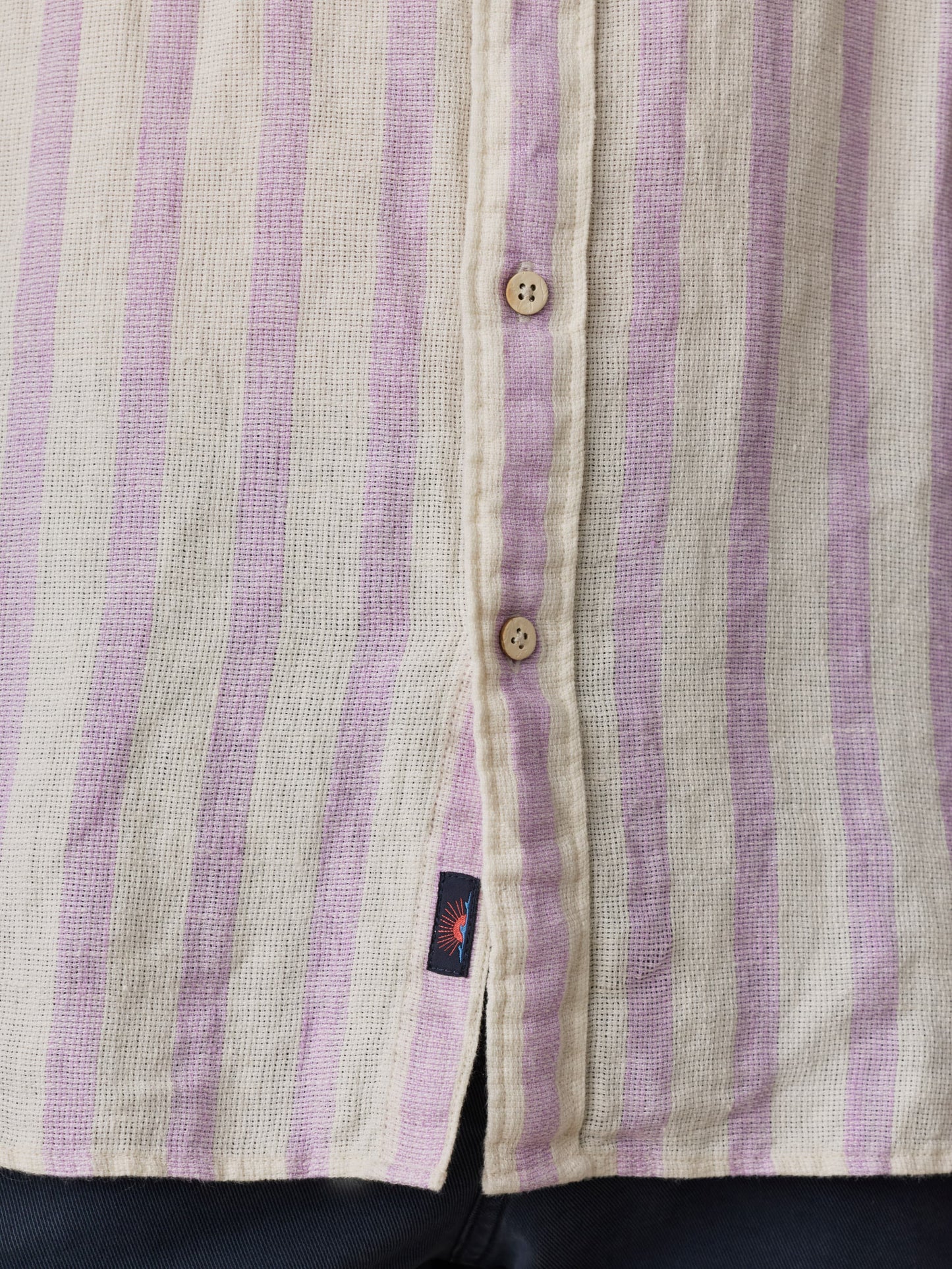 Short-Sleeve Palma Linen Shirt - Lilac Shell Stripe