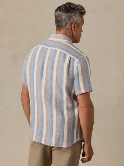 Short-Sleeve Palma Linen Shirt - Meadow Lake Stripe