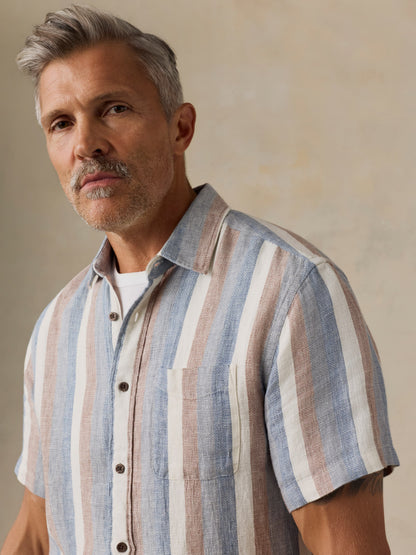 Short-Sleeve Palma Linen Shirt - Meadow Lake Stripe