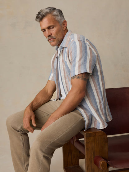 Short-Sleeve Palma Linen Shirt - Meadow Lake Stripe