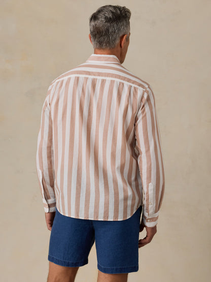 Long-Sleeve Weightless Cotton Shirt - White Clay Stripe