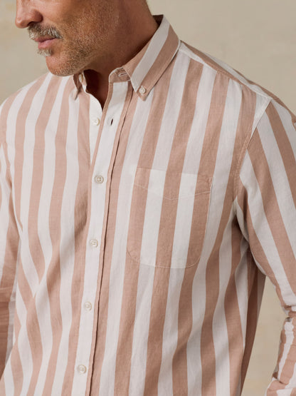 Long-Sleeve Weightless Cotton Shirt - White Clay Stripe