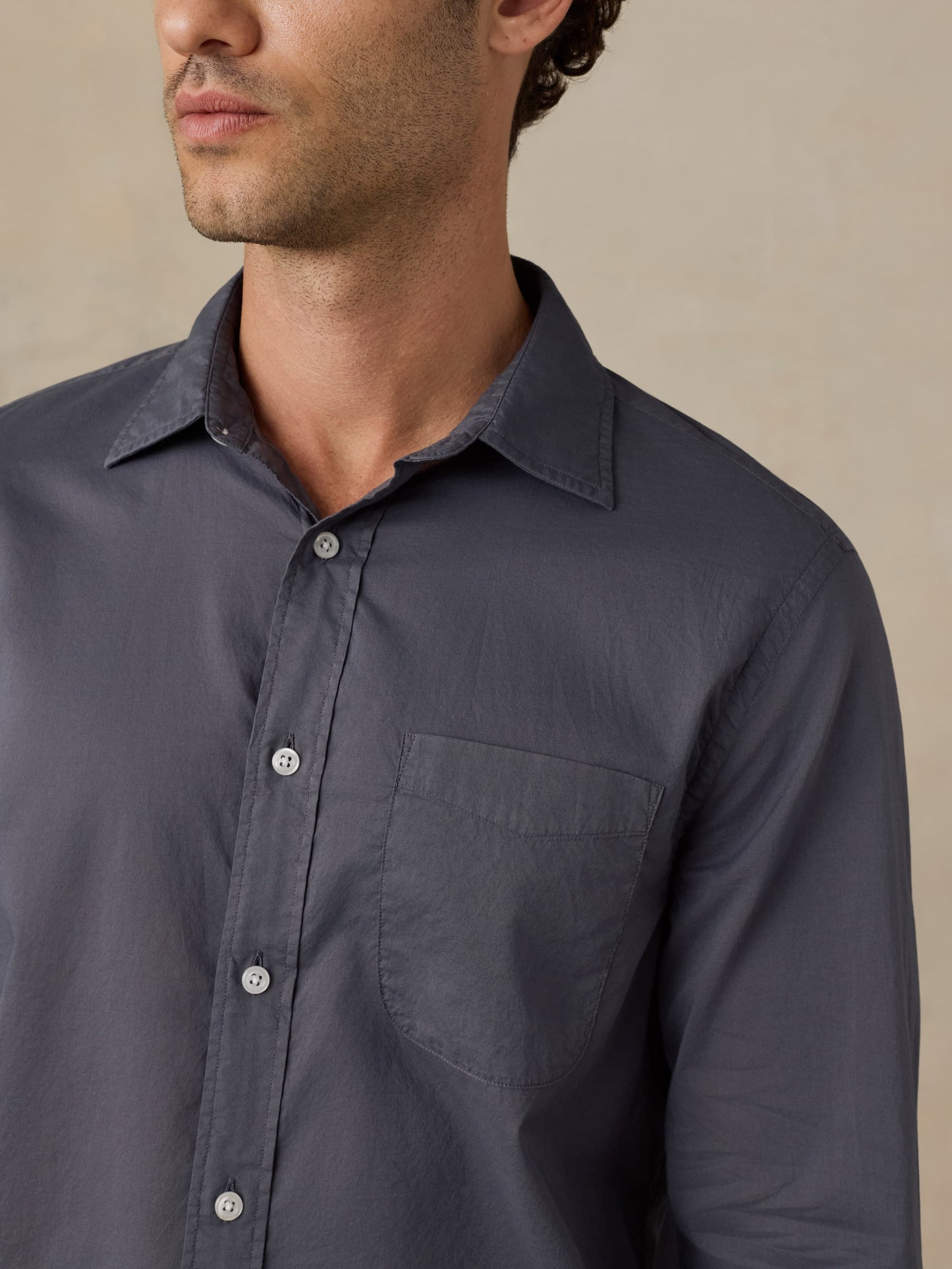 Long-Sleeve Weightless Cotton Shirt - Abyss Navy