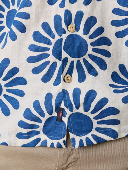 Short-Sleeve Linen Camp Shirt - Antilles Blue Suns