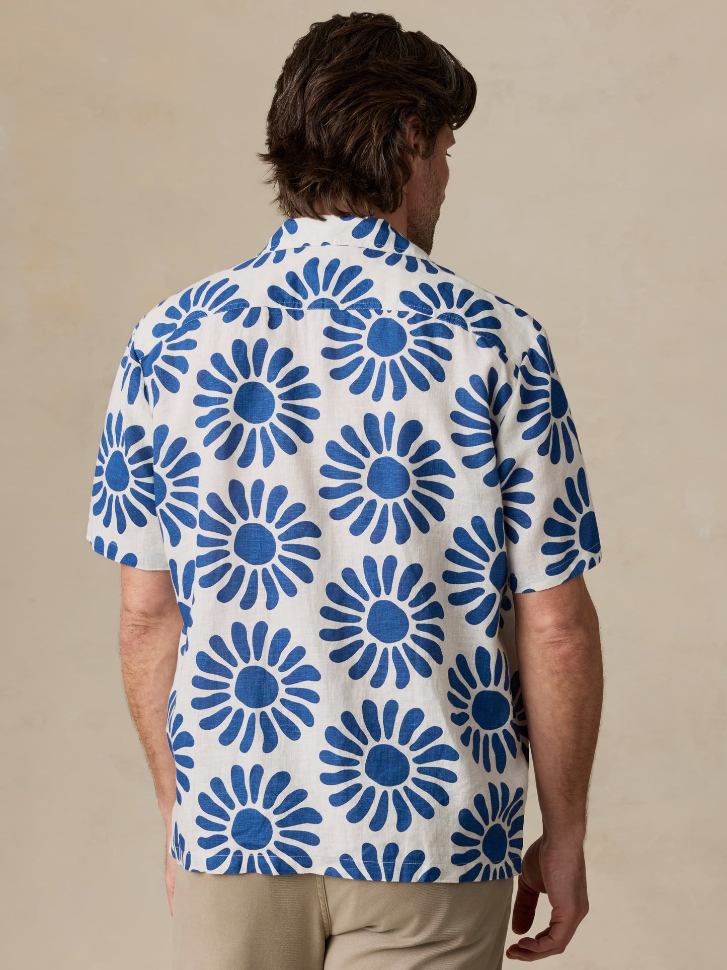 Short-Sleeve Linen Camp Shirt - Antilles Blue Suns