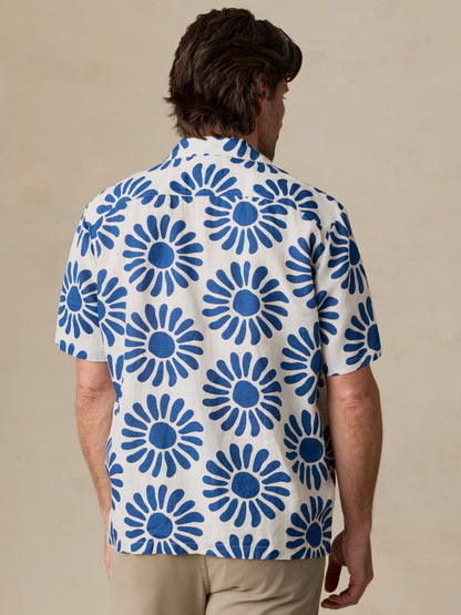Short-Sleeve Linen Camp Shirt - Antilles Blue Suns