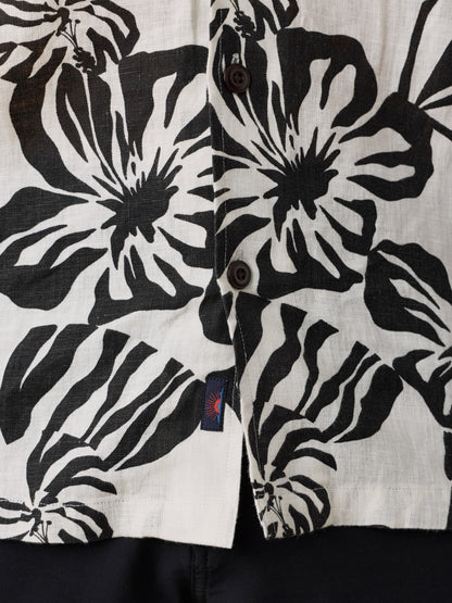 Short-Sleeve Linen Camp Shirt - Midnight Black Floral
