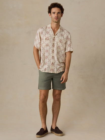 Short-Sleeve Bali Camp Shirt - Cream Sunburst Bloom