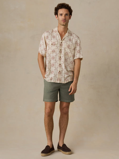 Short-Sleeve Bali Camp Shirt - Cream Sunburst Bloom