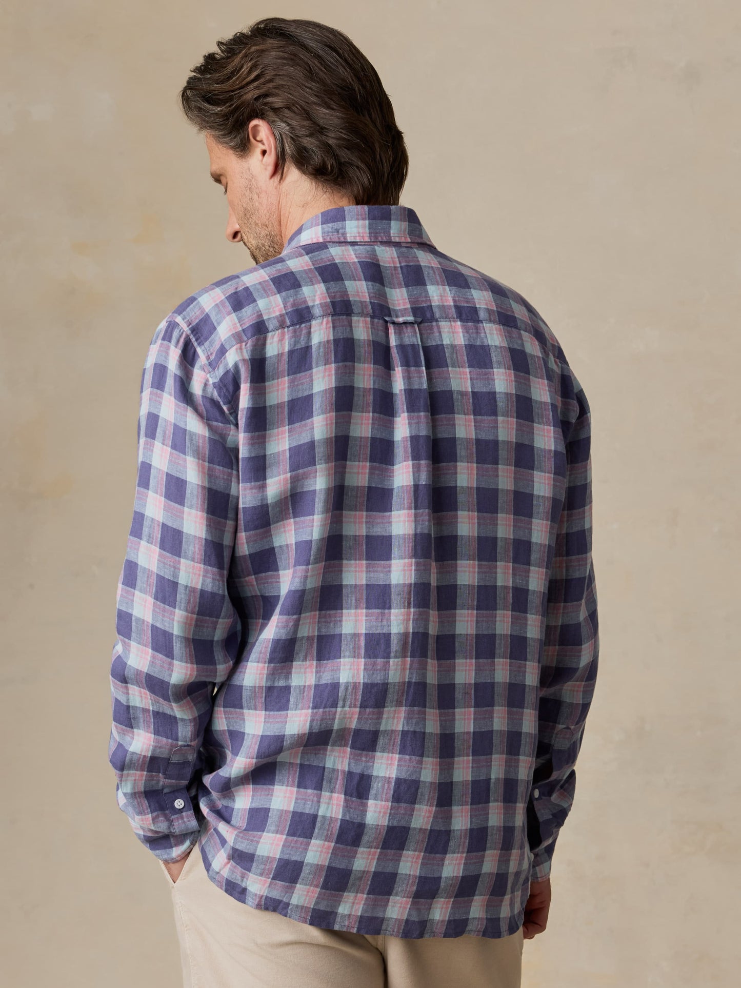 Sunwashed Linen Shirt - Coastal Lake Plaid