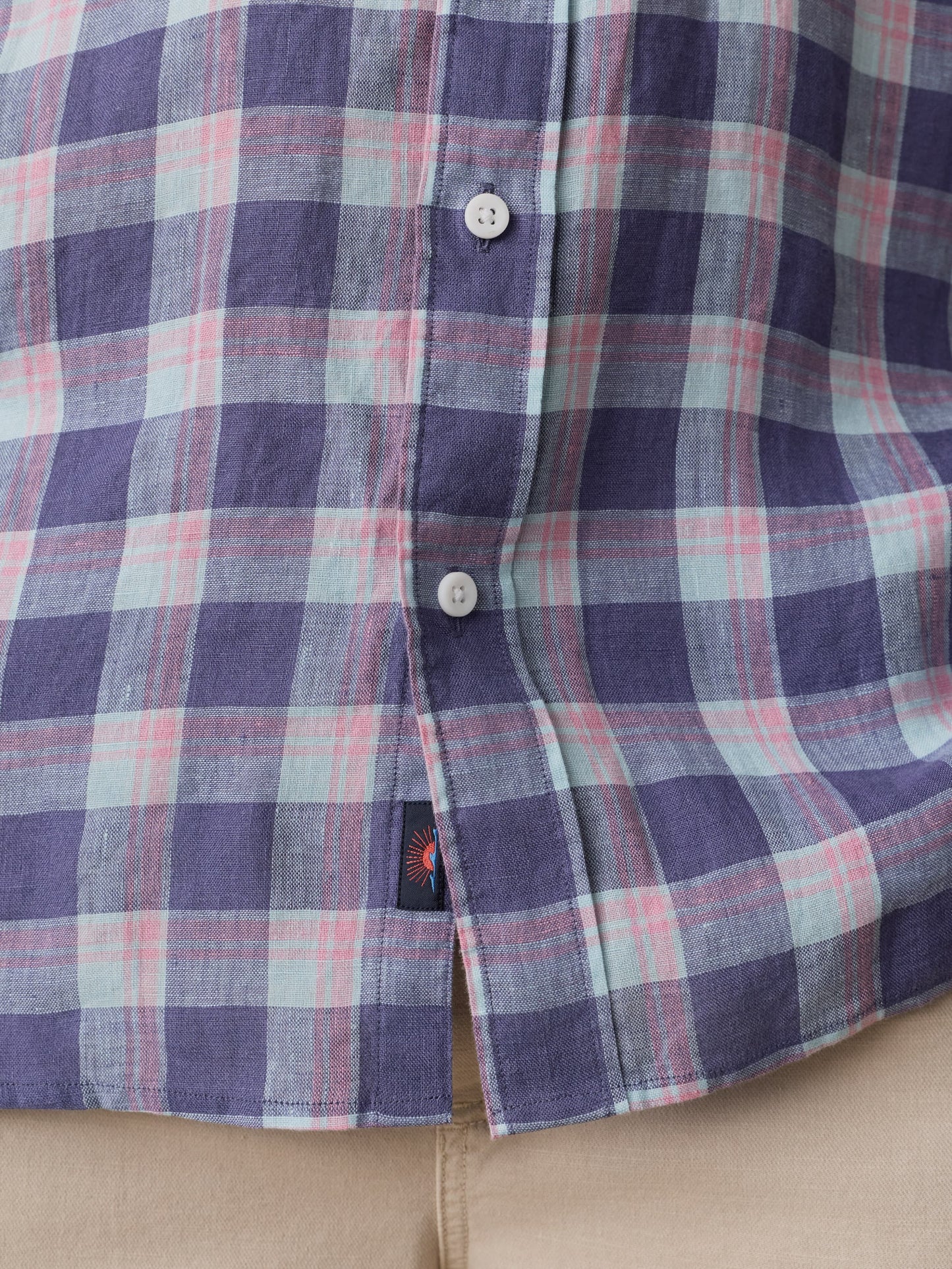 Sunwashed Linen Shirt - Coastal Lake Plaid